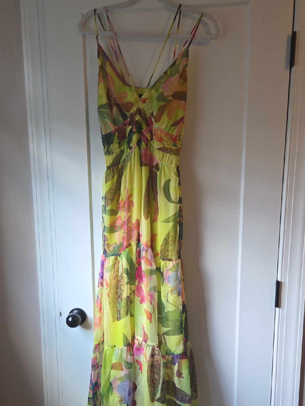 Karen Millen Lime Yellow Floral Slip Dress